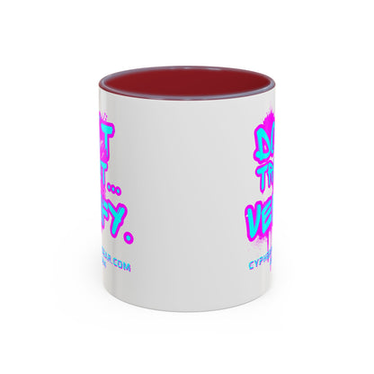 Don't Trust...Verify. White Accent Mug by cypherpunkgear.com