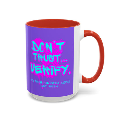 Don't Trust...Verify. Light Purple Accent Mug by cypherpunkgear.com