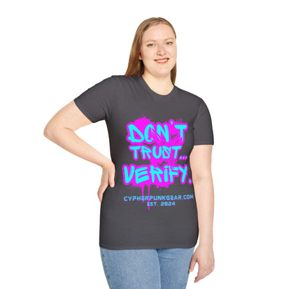 Don't Trust...Verify. Dark colors Unisex T-Shirt by cypherpunkgear.com