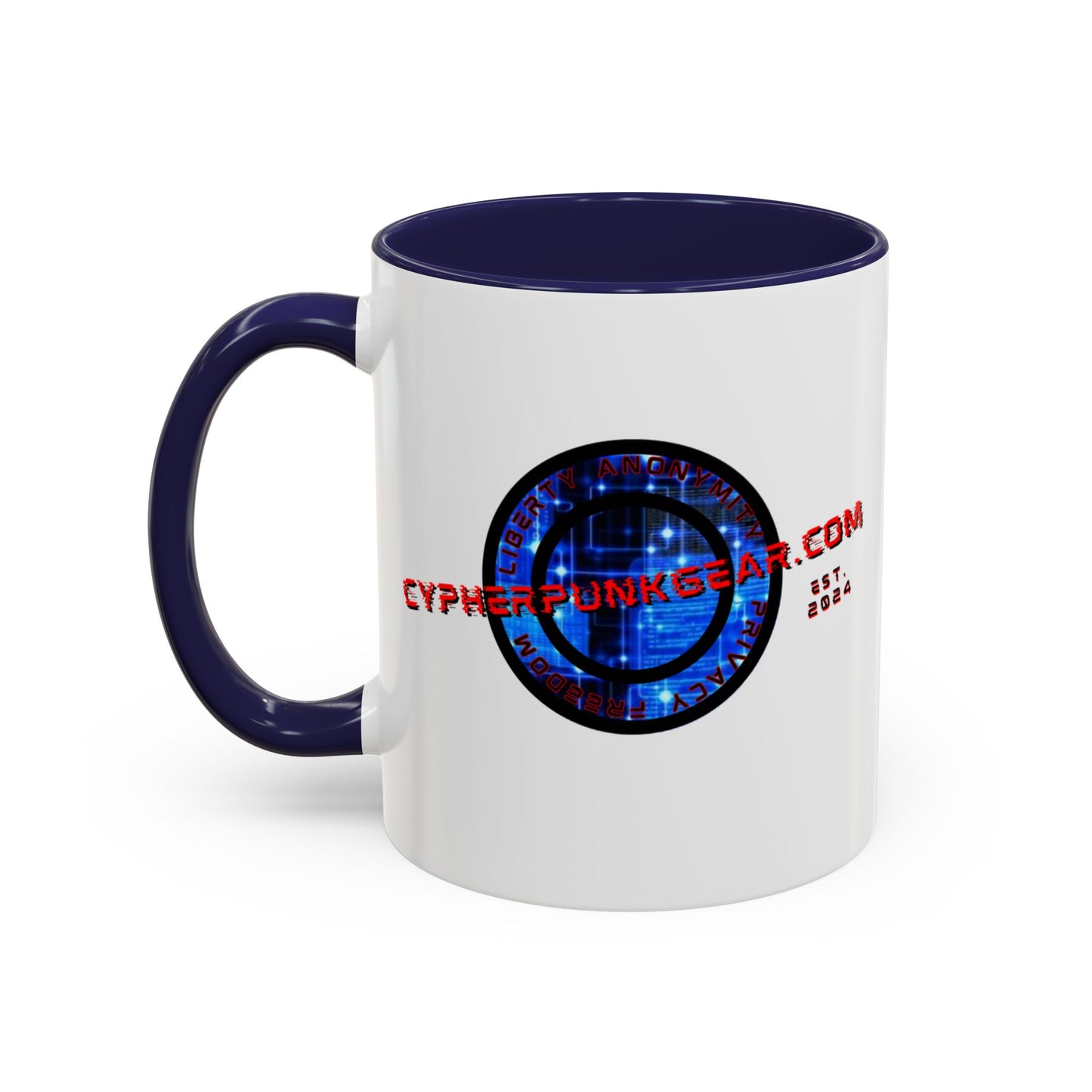 2-sided, cypherpunkgear.com Logo & Cityscape Accent Mug by cypherpunkgear.com