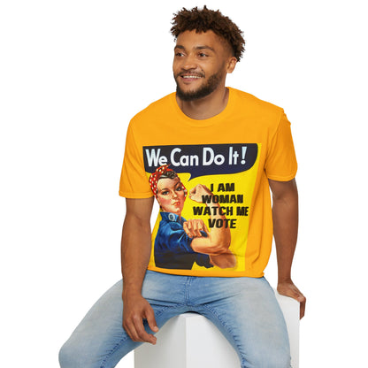 I Am Woman Watch Me Vote Rosie LTcolors Unisex T-Shirt by cypherpunkgear.com