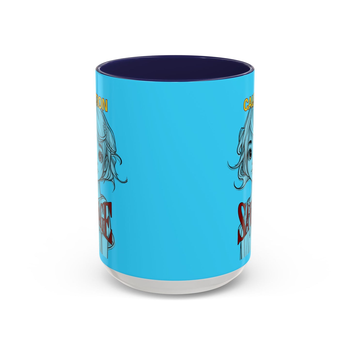 Caution, Savage Light Blue Accent Mug by cypherpunkgear.com
