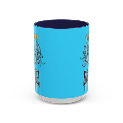 Caution, Savage Light Blue Accent Mug by cypherpunkgear.com