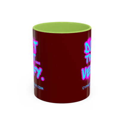 Don't Trust...Verify. Red Accent Mug by cypherpunkgear.com