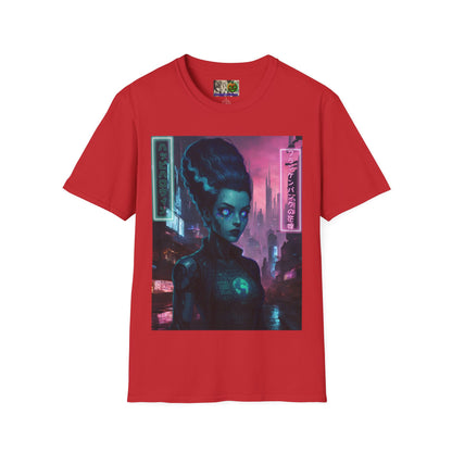 Neon Bride of Frankenstein Light colors Unisex T-Shirt by CreepyCrafts.boo