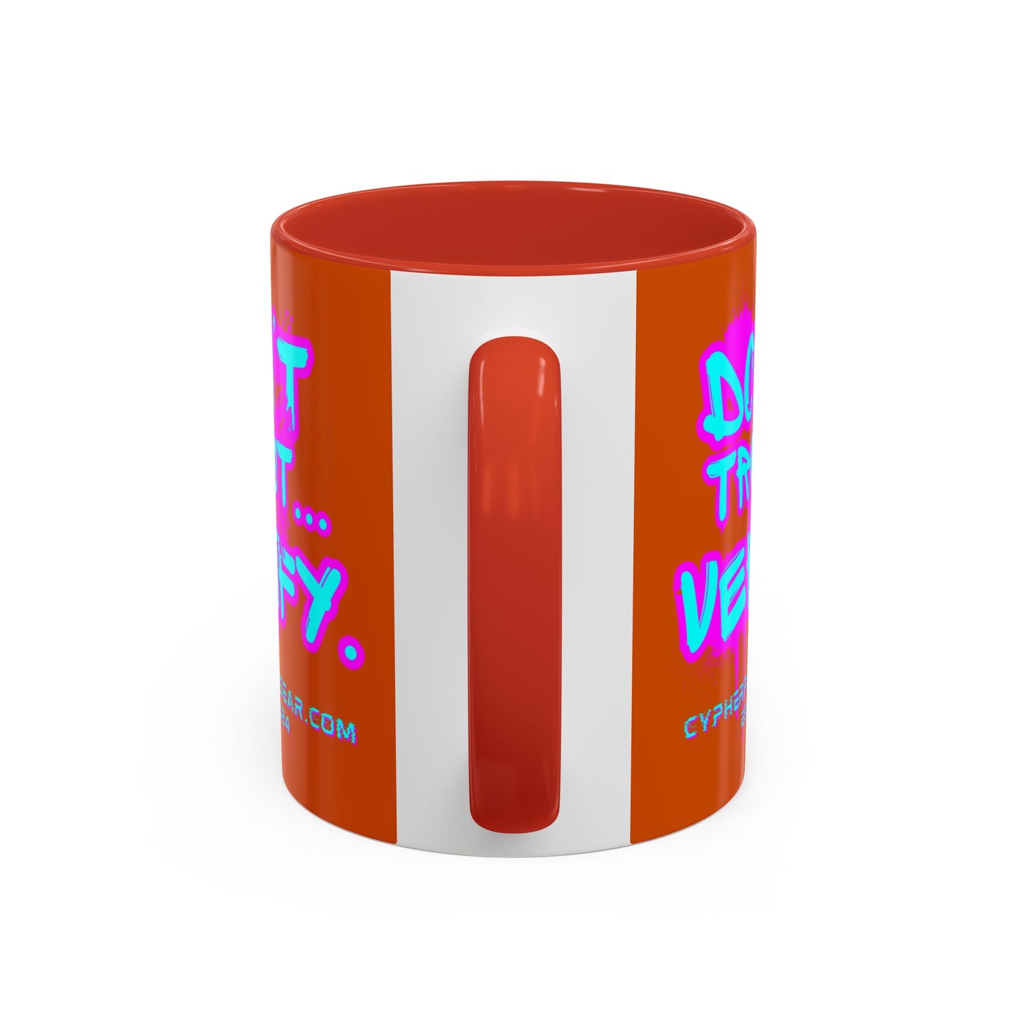 Don't Trust...Verify. Orange Accent Mug by cypherpunkgear.com