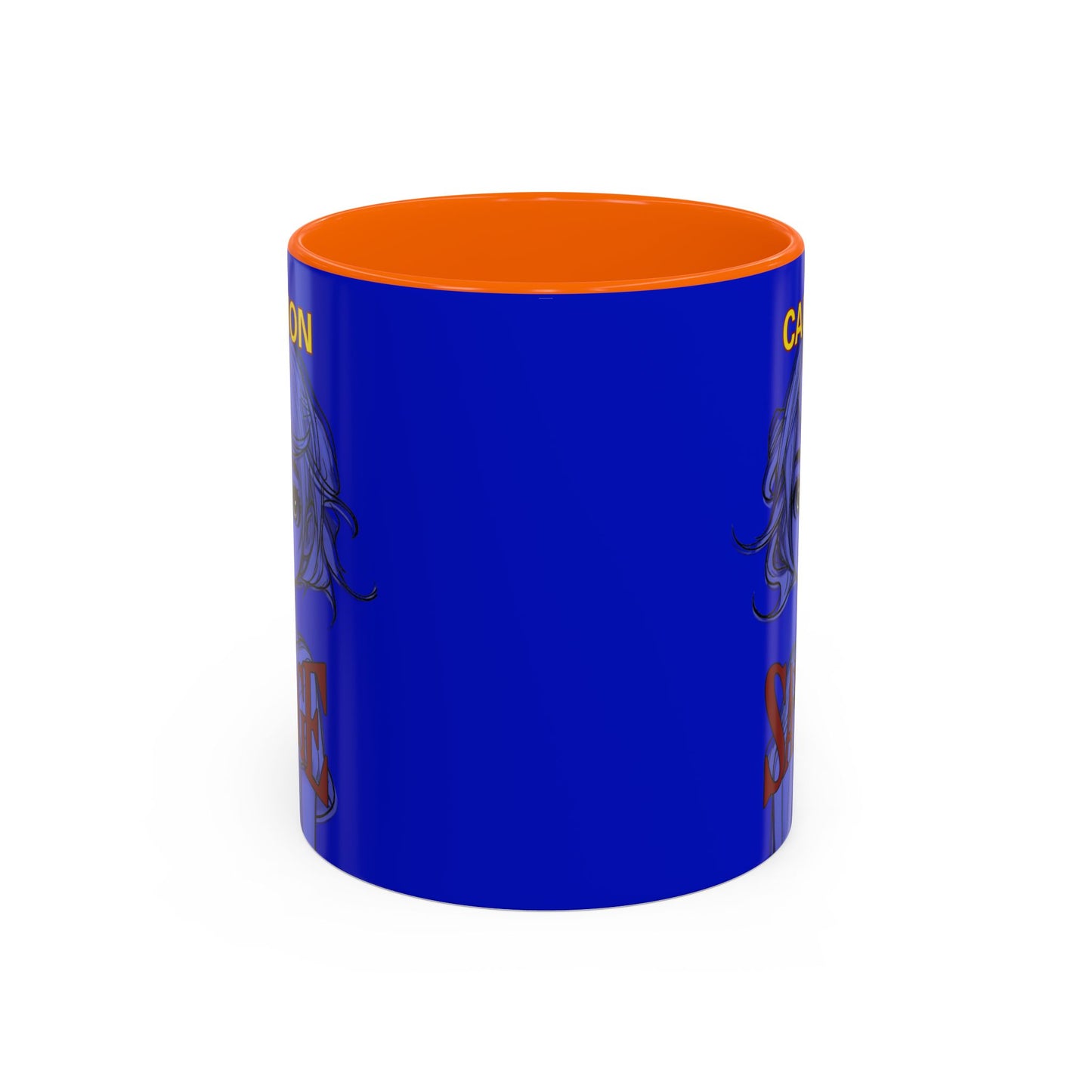 Caution, Savage Dark Blue Accent Mug by cypherpunkgear.com