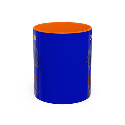 Caution, Savage Dark Blue Accent Mug by cypherpunkgear.com