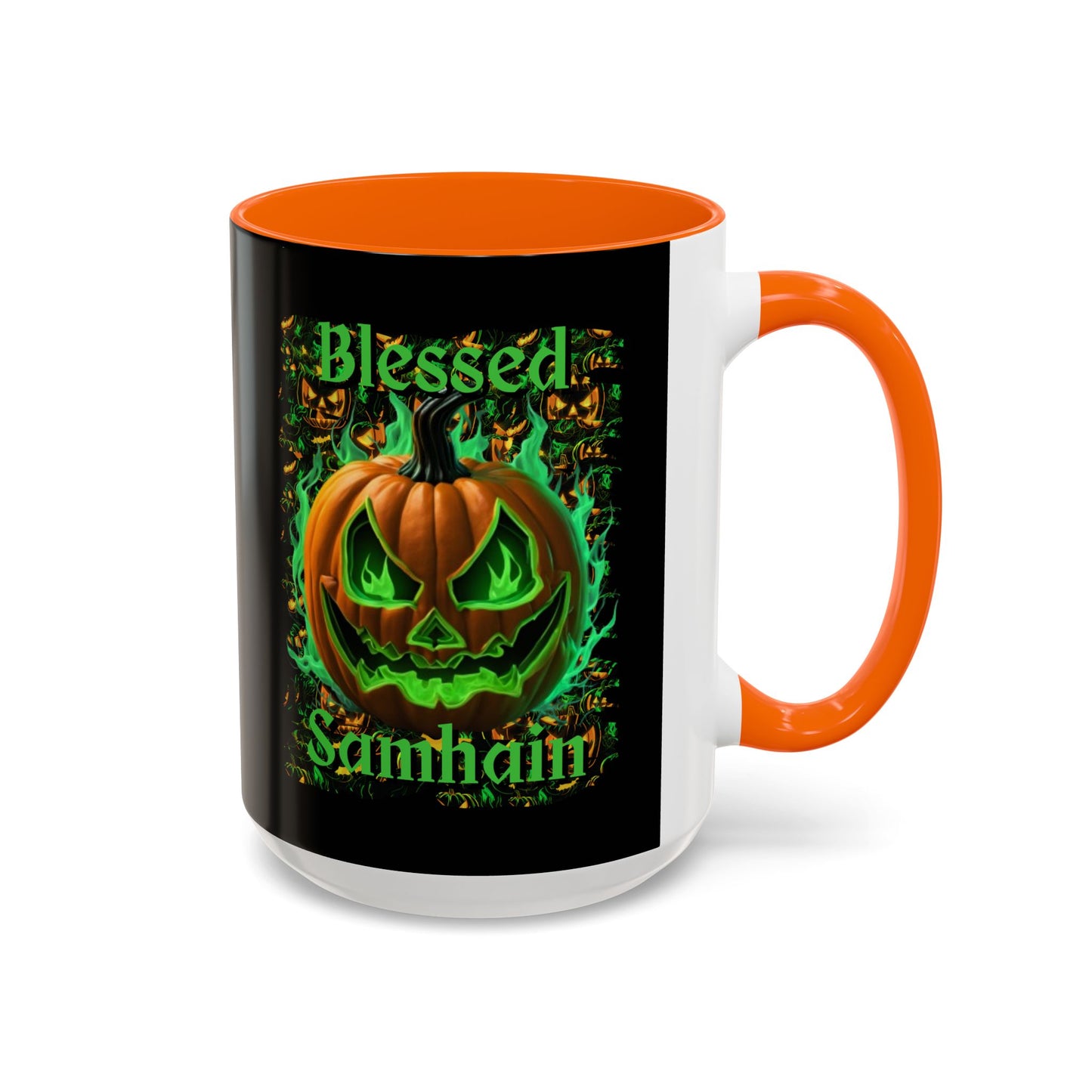 Blessed Samhain Green Jack Black Accent Mug by CreepyCrafts.boo