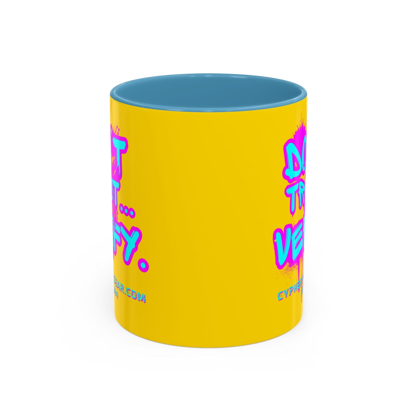 Don't Trust...Verify. Yellow Accent Mug by cypherpunkgear.com