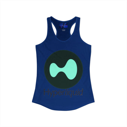 Hyperliquid Black font Women's Racerback Tank Top by cypherpunkgear.com