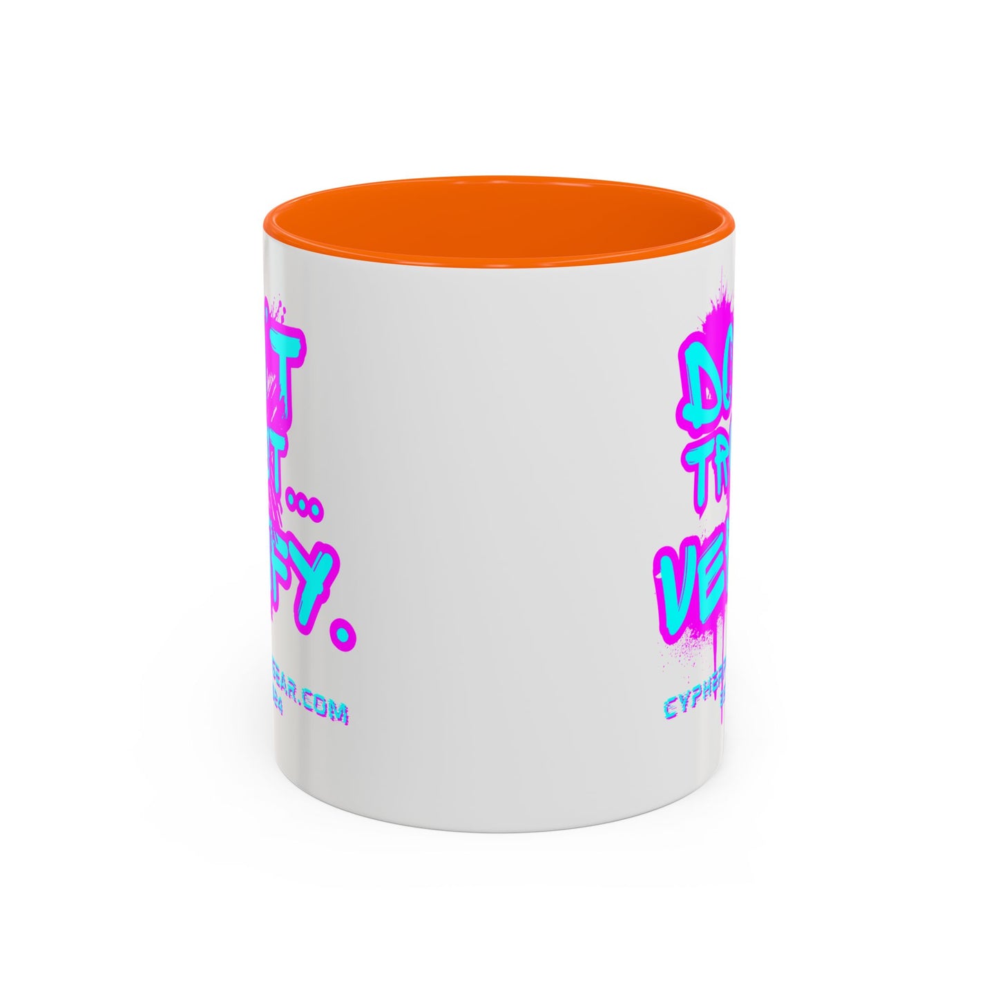 Don't Trust...Verify. White Accent Mug by cypherpunkgear.com