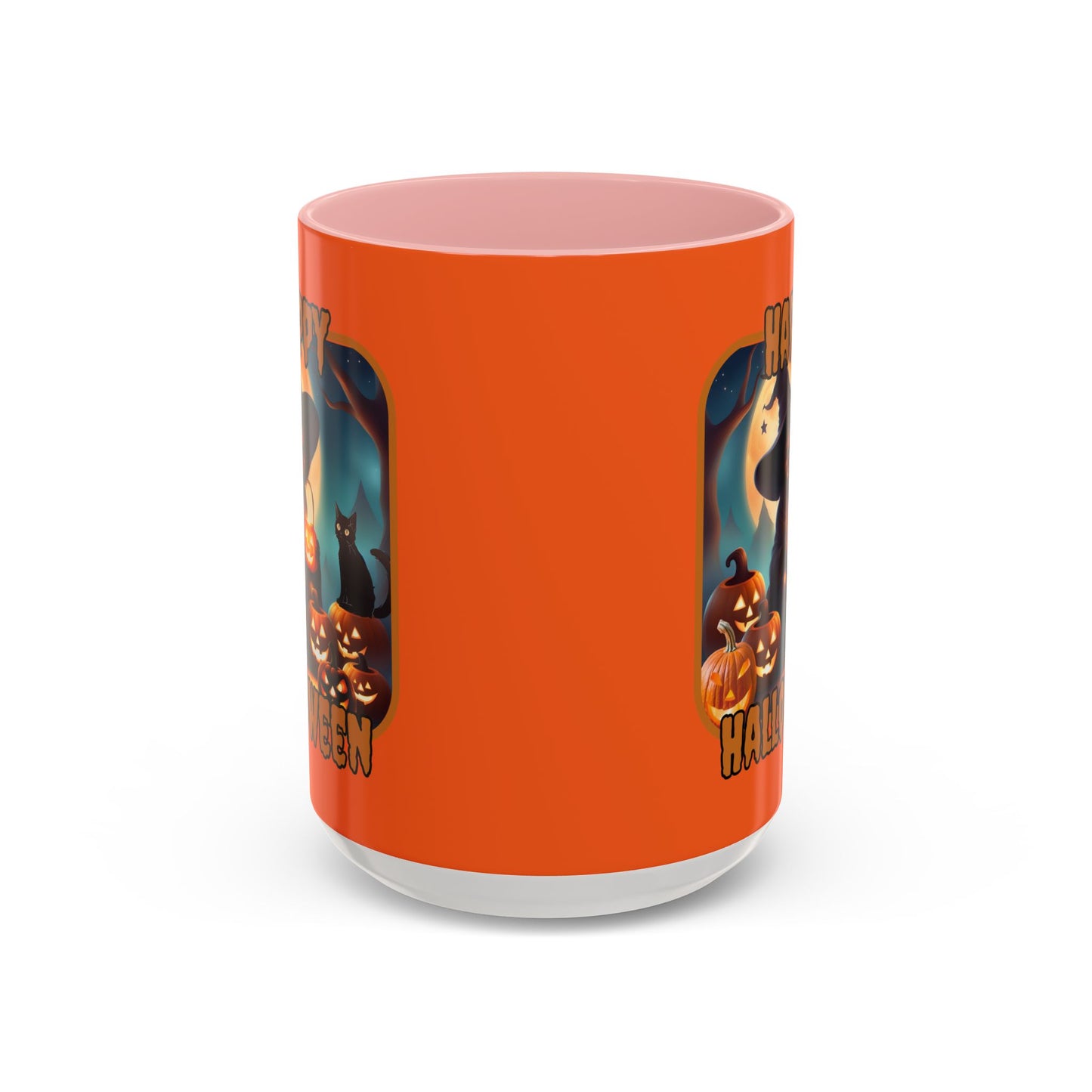 Happy Halloween Cute Witch Orange font Orange Accent Mug by CreepyCrafts.boo