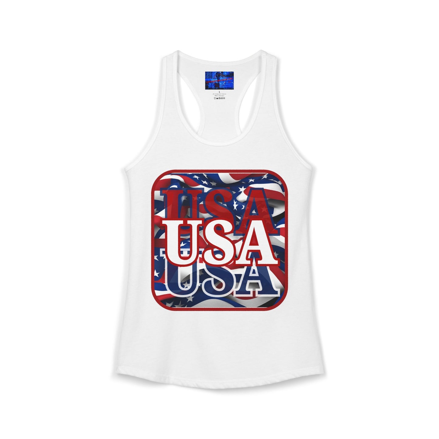 Red WHITE and Blue USA Patriot Women's Racerback Tank Top by cypherpunkgear.com