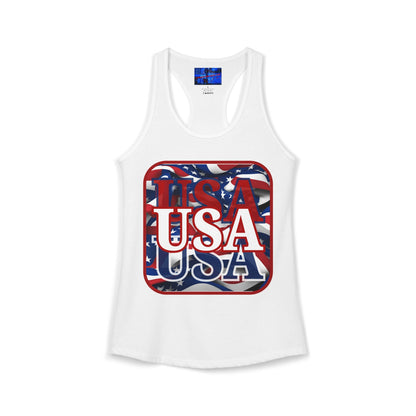 Red WHITE and Blue USA Patriot Women's Racerback Tank Top by cypherpunkgear.com