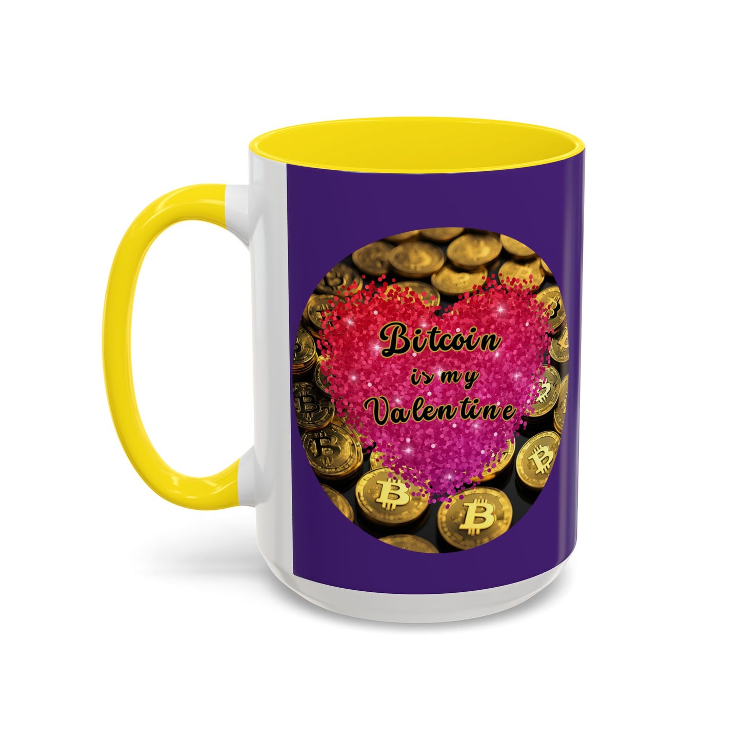 Bitcoin is My Valentine Purple Accent Mug by cypherpunkgear.com