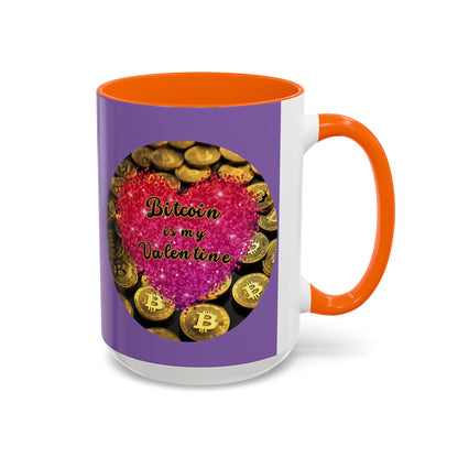 Bitcoin is My Valentine Light Purple Accent Mug by cypherpunkgear.com