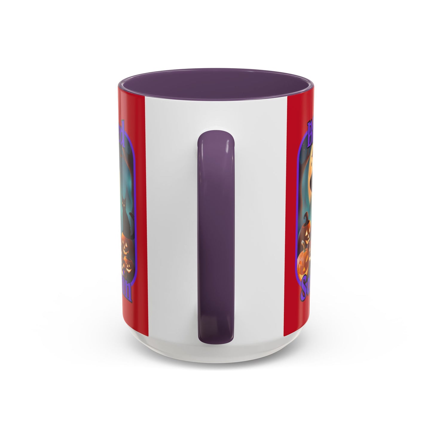 Blessed Samhain Cute Witch Purple font Red Accent Mug by CreepyCrafts.boo