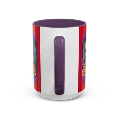 Blessed Samhain Cute Witch Purple font Red Accent Mug by CreepyCrafts.boo