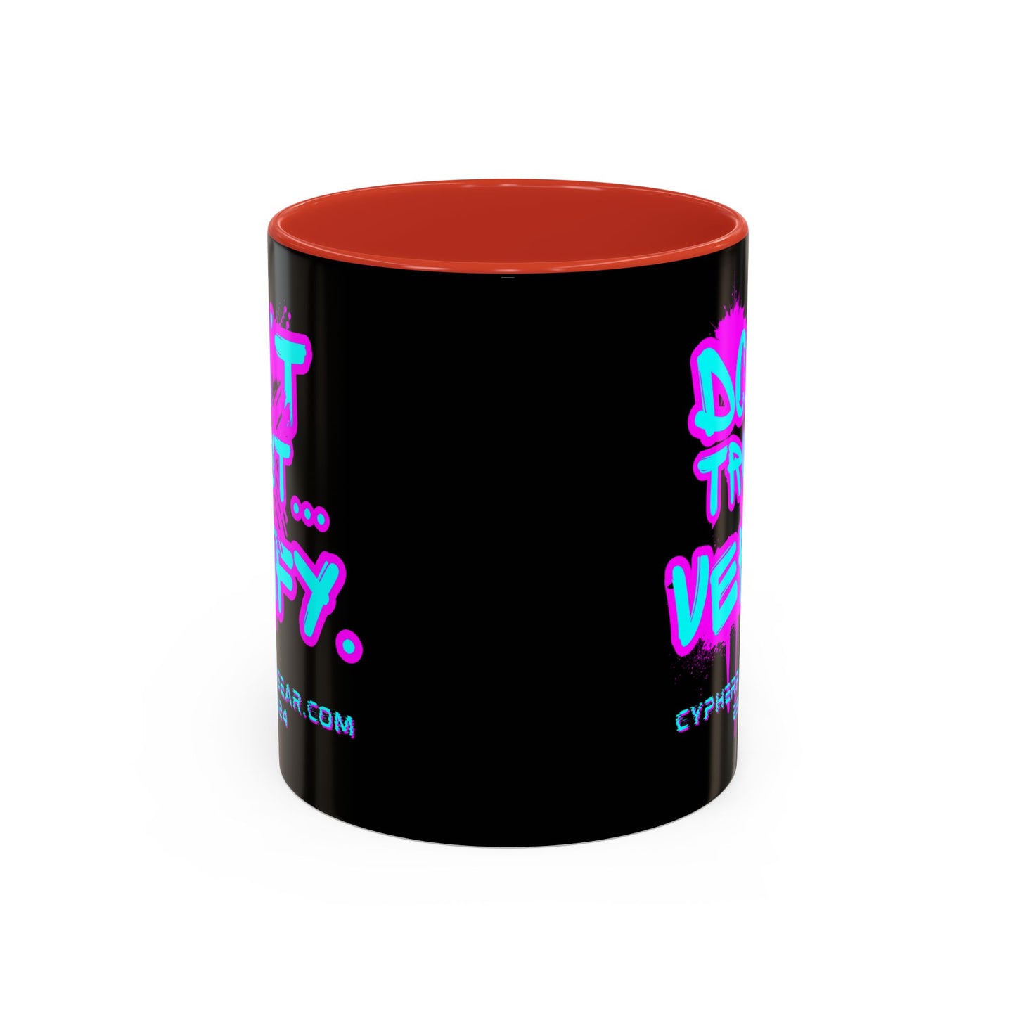 Don't Trust...Verify. Black Accent Mug by cypherpunkgear.com