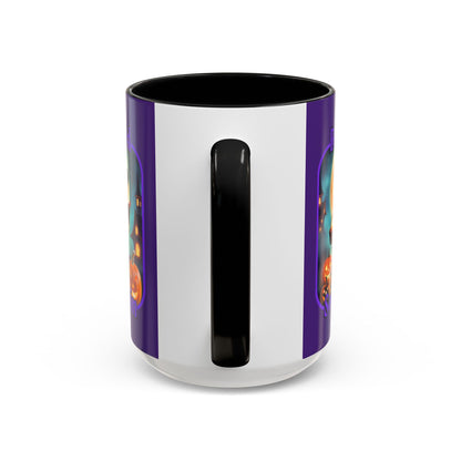 Blessed Samhain Little Witch Purple font Purple Accent Mug by CreepyCrafts.boo
