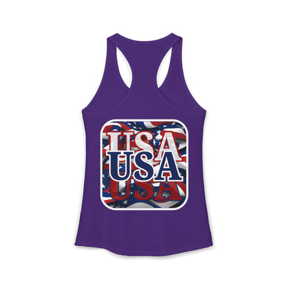 2-sided Red White and BLUE USA Patriot Women's Racerback Tank Top by cypherpunkgear.com