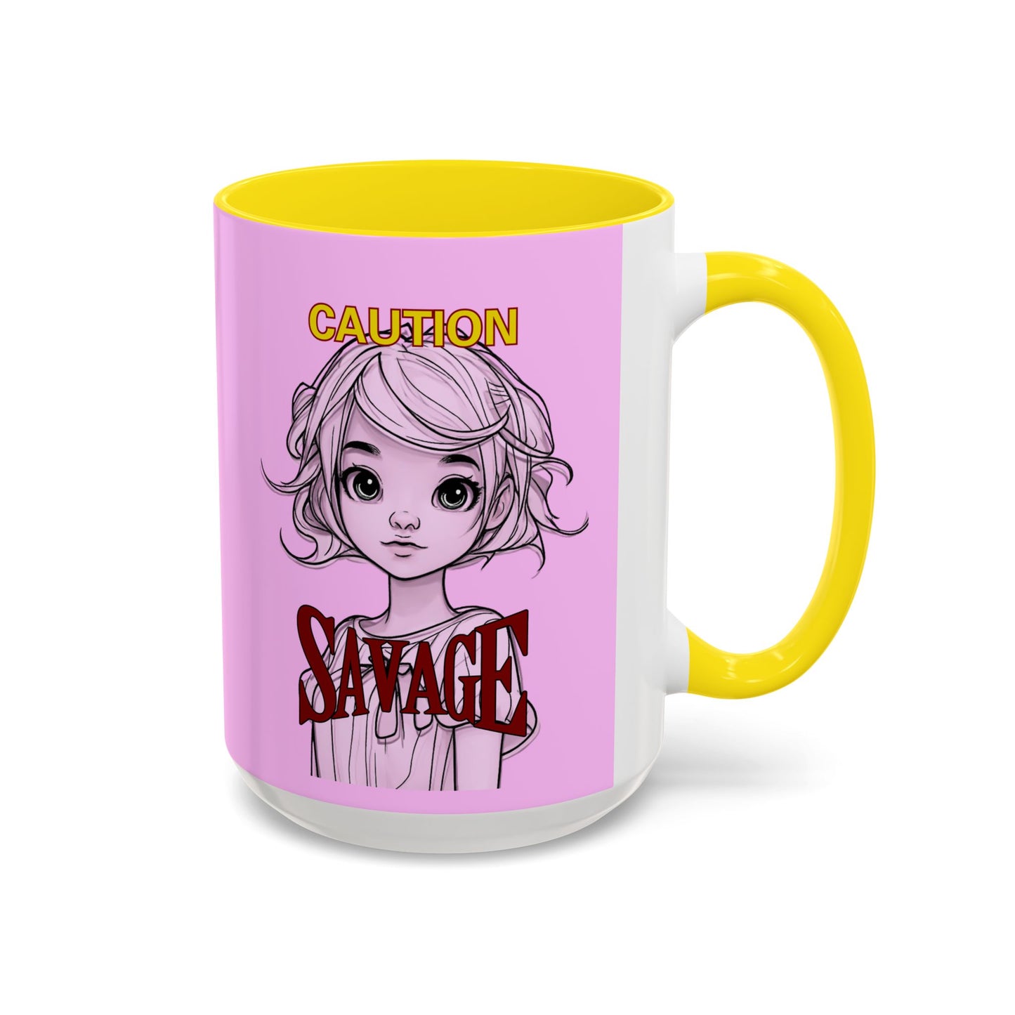 Caution, Savage Pink Accent Mug by cypherpunkgear.com