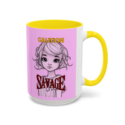 Caution, Savage Pink Accent Mug by cypherpunkgear.com