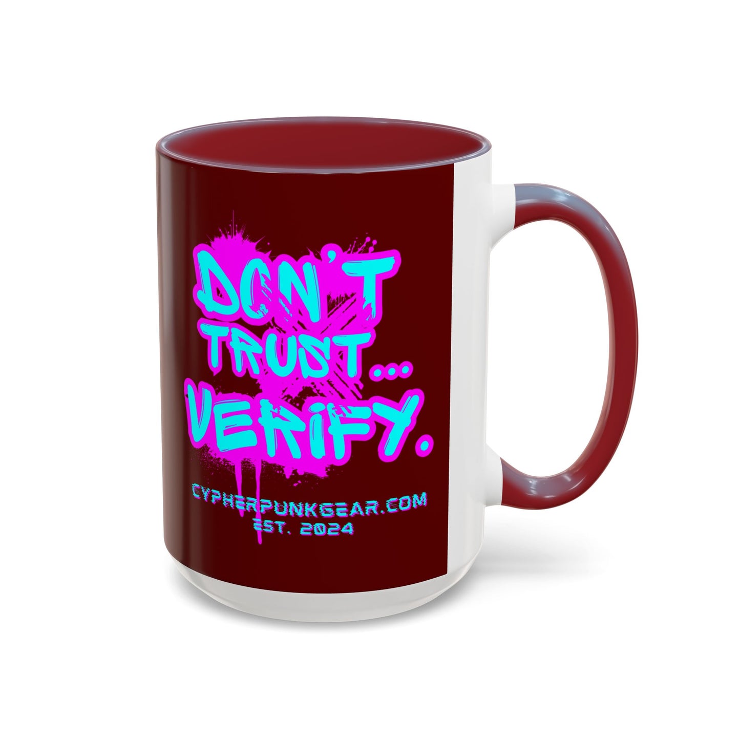 Don't Trust...Verify. Red Accent Mug by cypherpunkgear.com