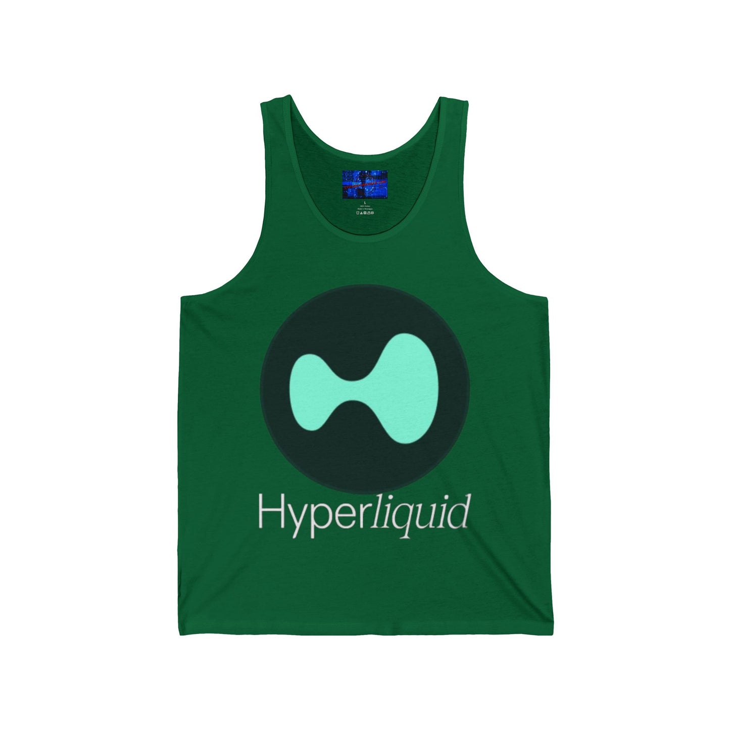 Hyperliquid White font Unisex Jersey Tank Top by cypherpunkgear.com