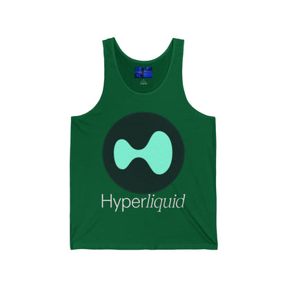 Hyperliquid White font Unisex Jersey Tank Top by cypherpunkgear.com