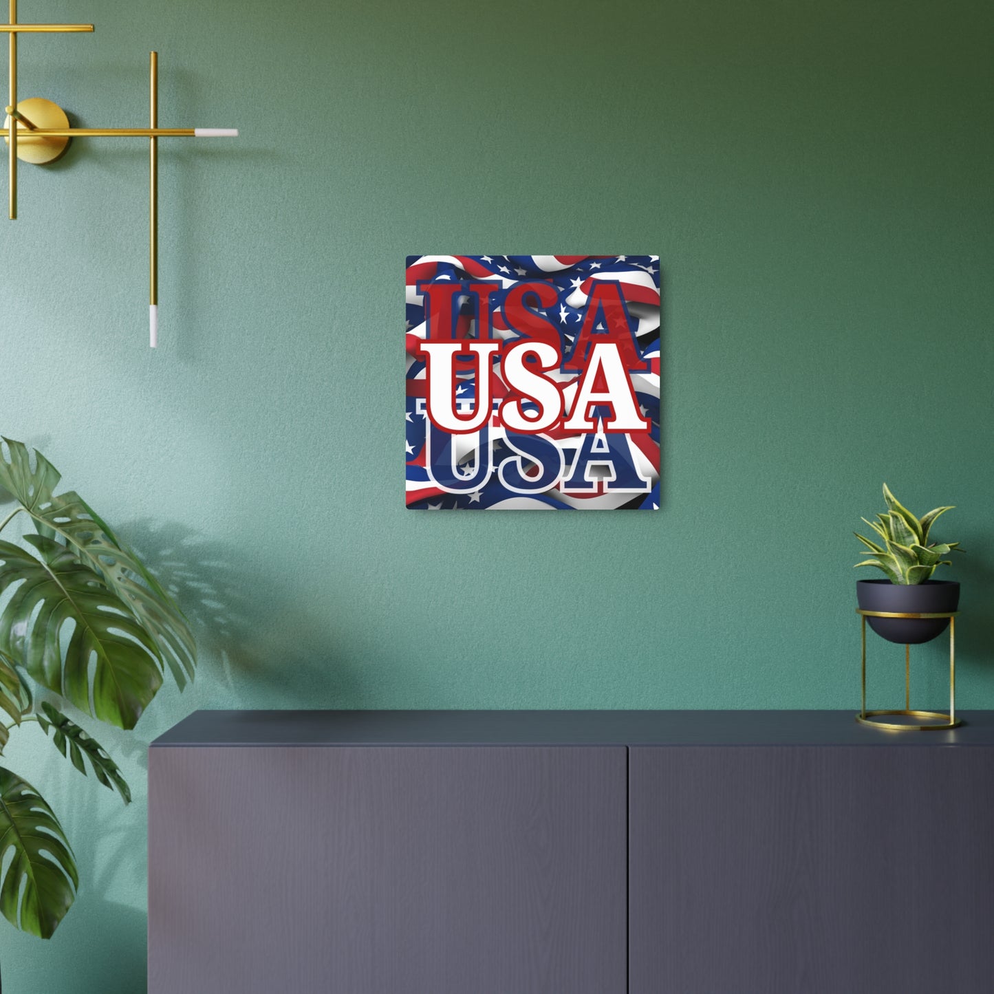 USA! USA! USA White Center Metal Art Sign by cypherpunkgear