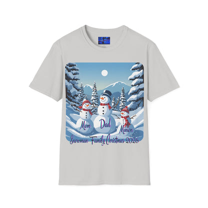 Snowman Family of 3 Light colors Unisex T-Shirt by cypherpunkgear.com