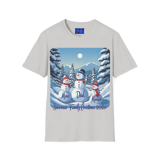 Snowman Family of 3 Light colors Unisex T-Shirt by cypherpunkgear.com