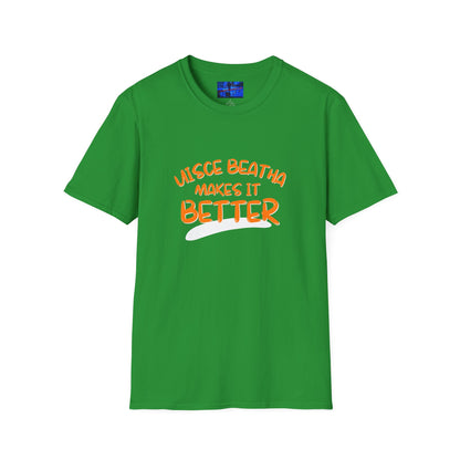Uisce Beatha makes it better Orange font Dark colors Unisex T-Shirt by cypherpunkgear.com