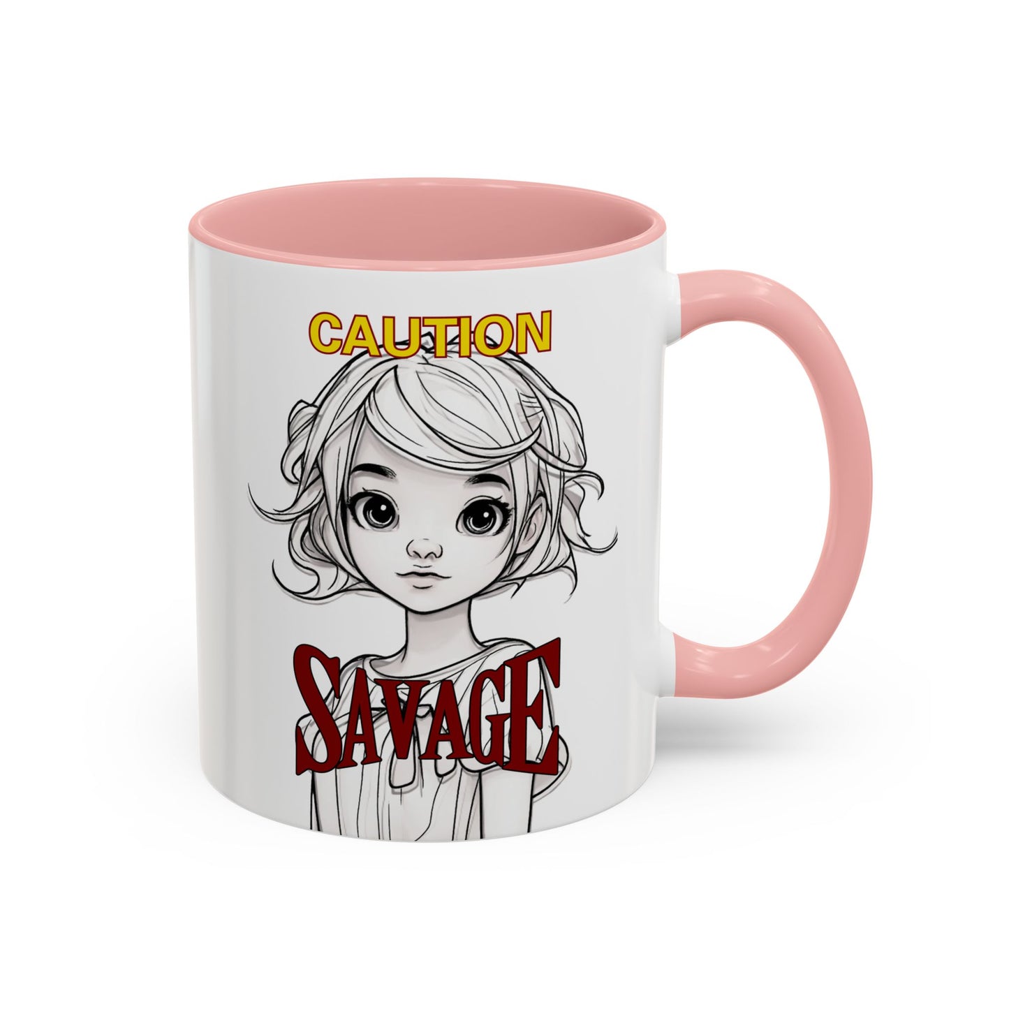 Caution, Savage White Accent Mug by cypherpunkgear.com