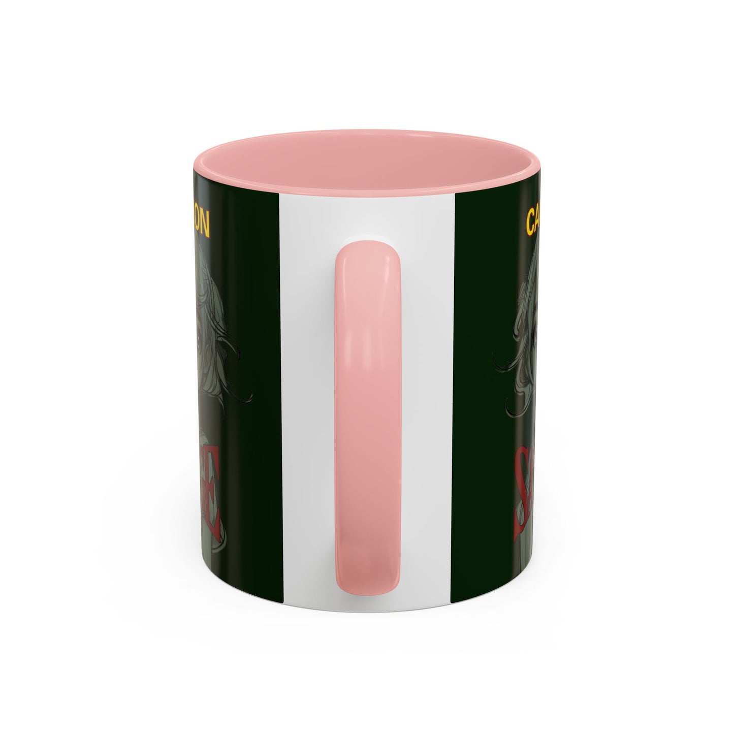 Caution, Savage Dark Green Accent Mug by cypherpunkgear.com