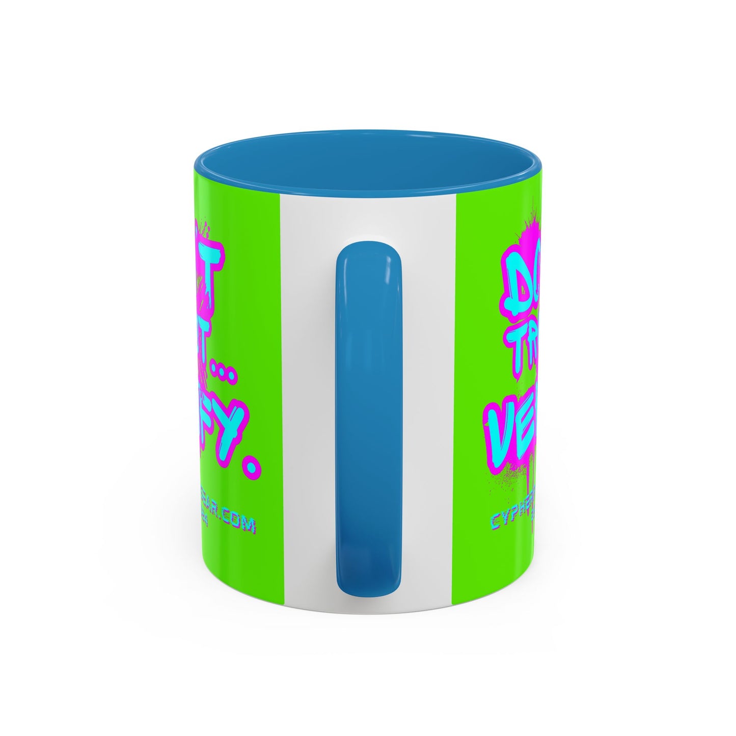 Don't Trust...Verify. Green Accent Mug by cypherpunkgear.com