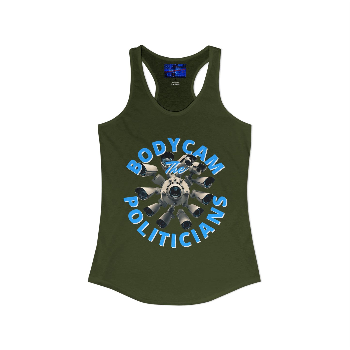 Bodycam the Politicians Cameras Women's Racerback Tank Top by cypherpunkgear.com