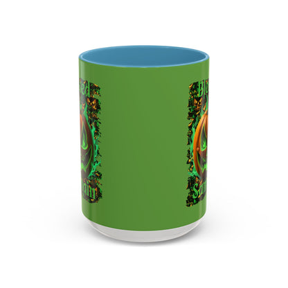 Blessed Samhain Green Jack Green Accent Mug by CreepyCrafts.boo
