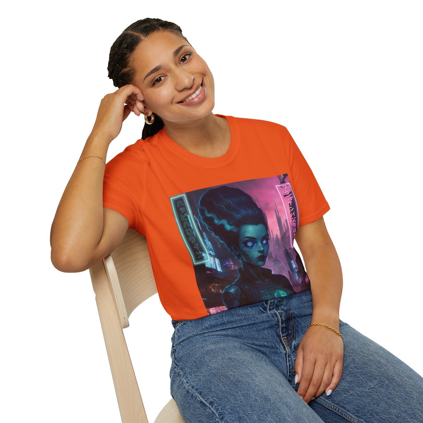 Neon Bride of Frankenstein Light colors Unisex T-Shirt by CreepyCrafts.boo