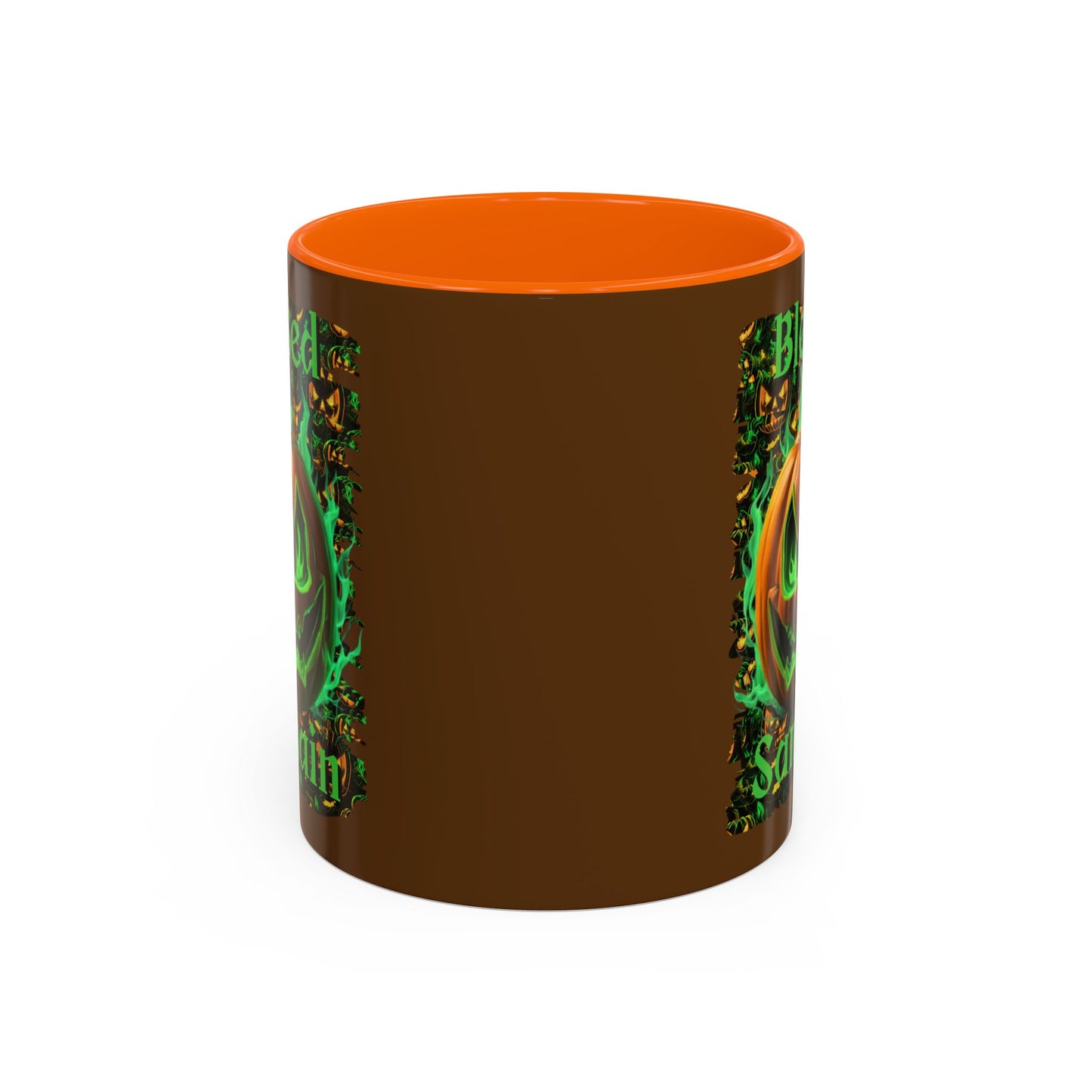 Blessed Samhain Green Jack Brown Accent Mug by CreepyCrafts.boo