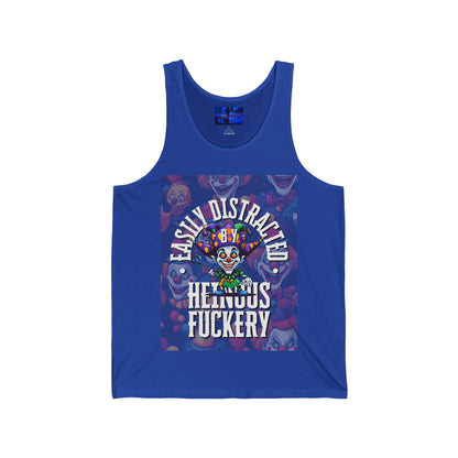 Easily Distracted by Heinous Fuckery Little Jincs Unisex Jersey Tank Top by cypherpunkgear.com