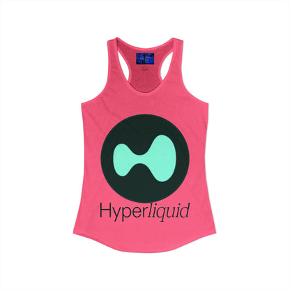 Hyperliquid Black font Women's Racerback Tank Top by cypherpunkgear.com