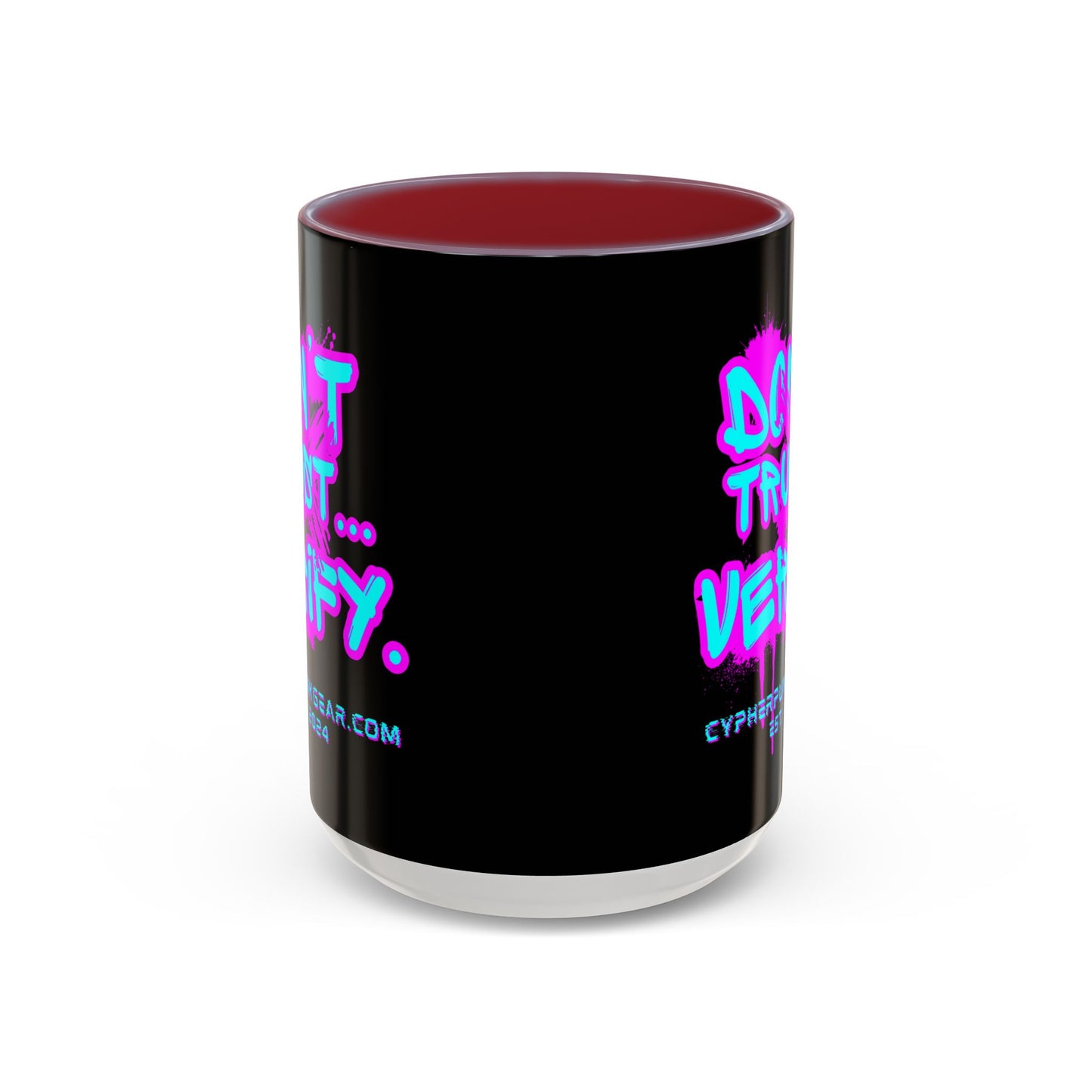 Don't Trust...Verify. Black Accent Mug by cypherpunkgear.com