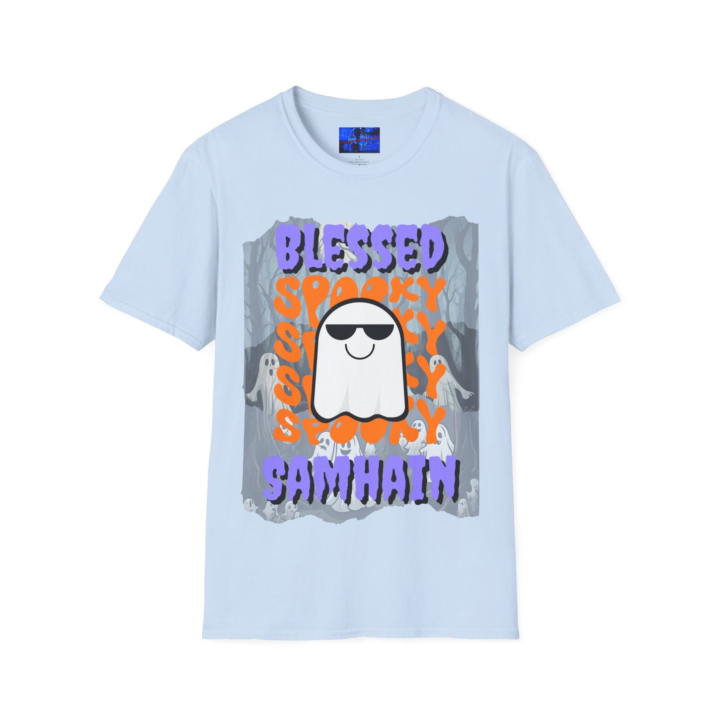 Spooky Blessed Samhain Ghost PRfont Unisex T-Shirt by cypherpunkgear