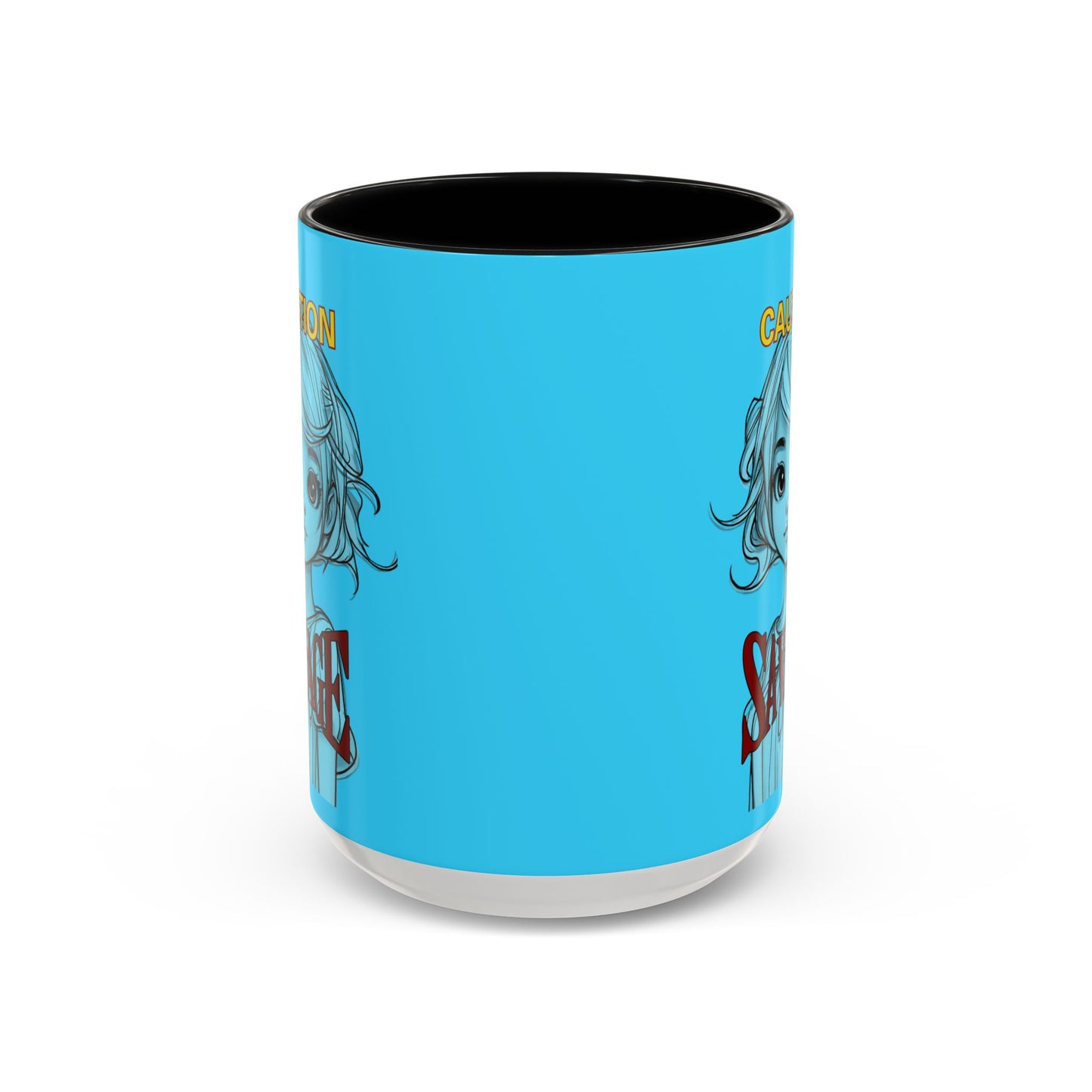 Caution, Savage Light Blue Accent Mug by cypherpunkgear.com