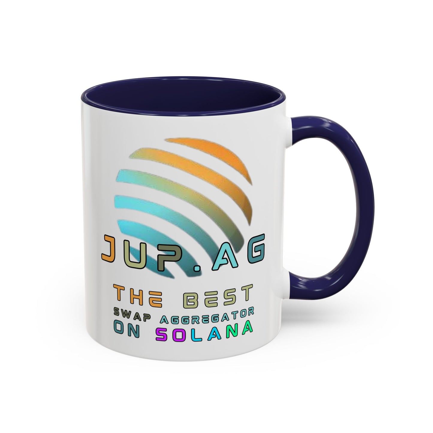Jupiter (JUP) the best aggregator on Solana White Accent Mug by cypherpunkgear.com