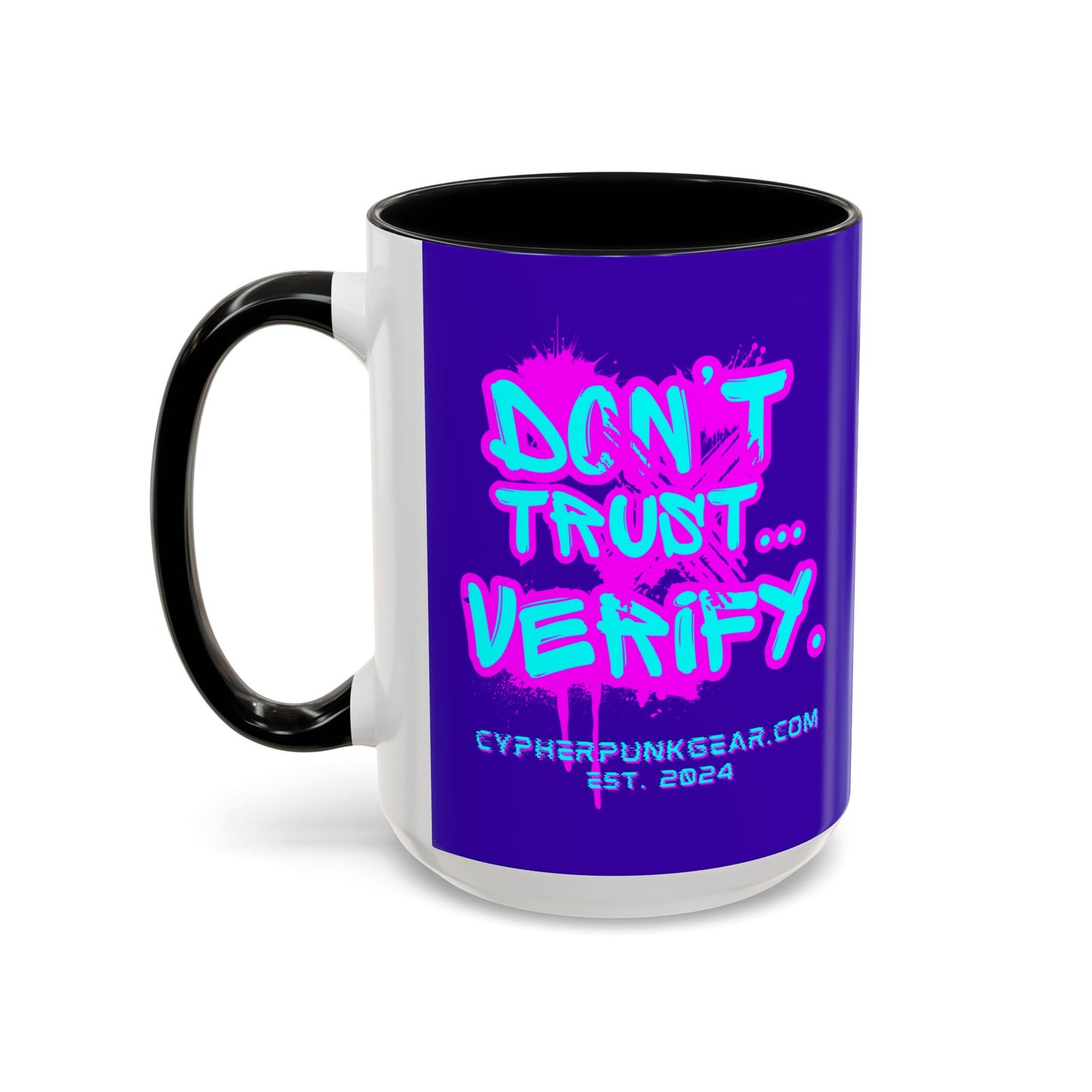 Don't Trust...Verify. Dark Purple Accent Mug by cypherpunkgear.com