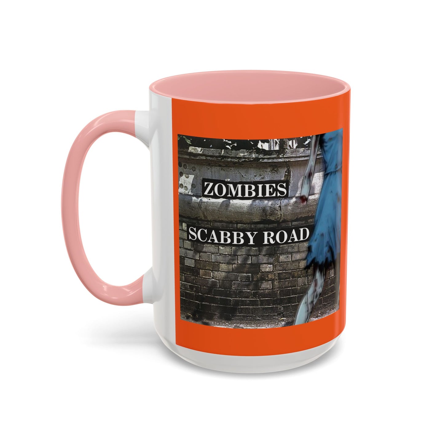 2-sided, Scabby Road Orange Accent Mug by CreepyCrafts.boo